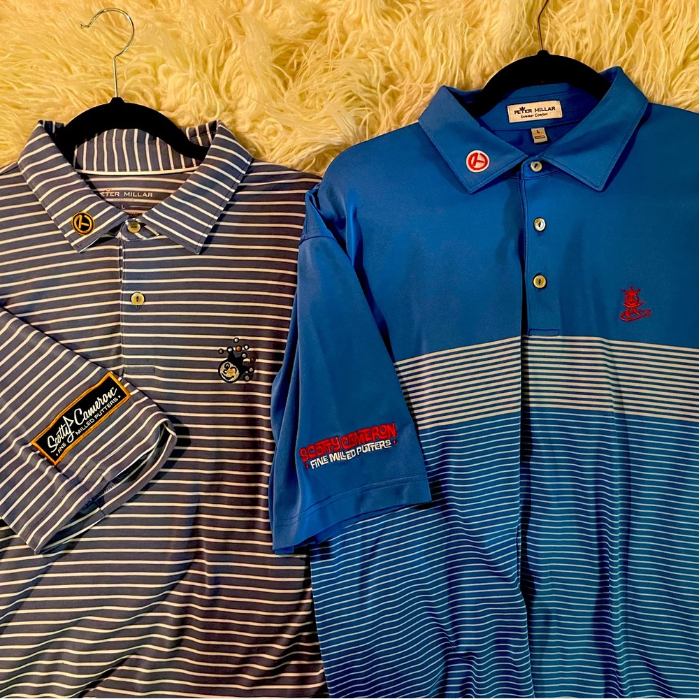 2 Scotty Cameron Peter Millar size large golf shirts